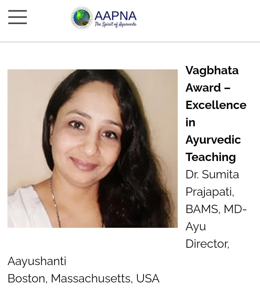 VAGBHATA AWARD FOR EXCELLENCE FROM ASSOCIATIN OF AYURVEDI...